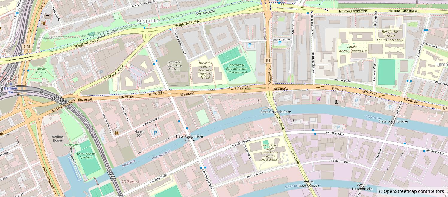 OpenStreetMap-Karte: Eiffestraße 74, 20537 Hamburg