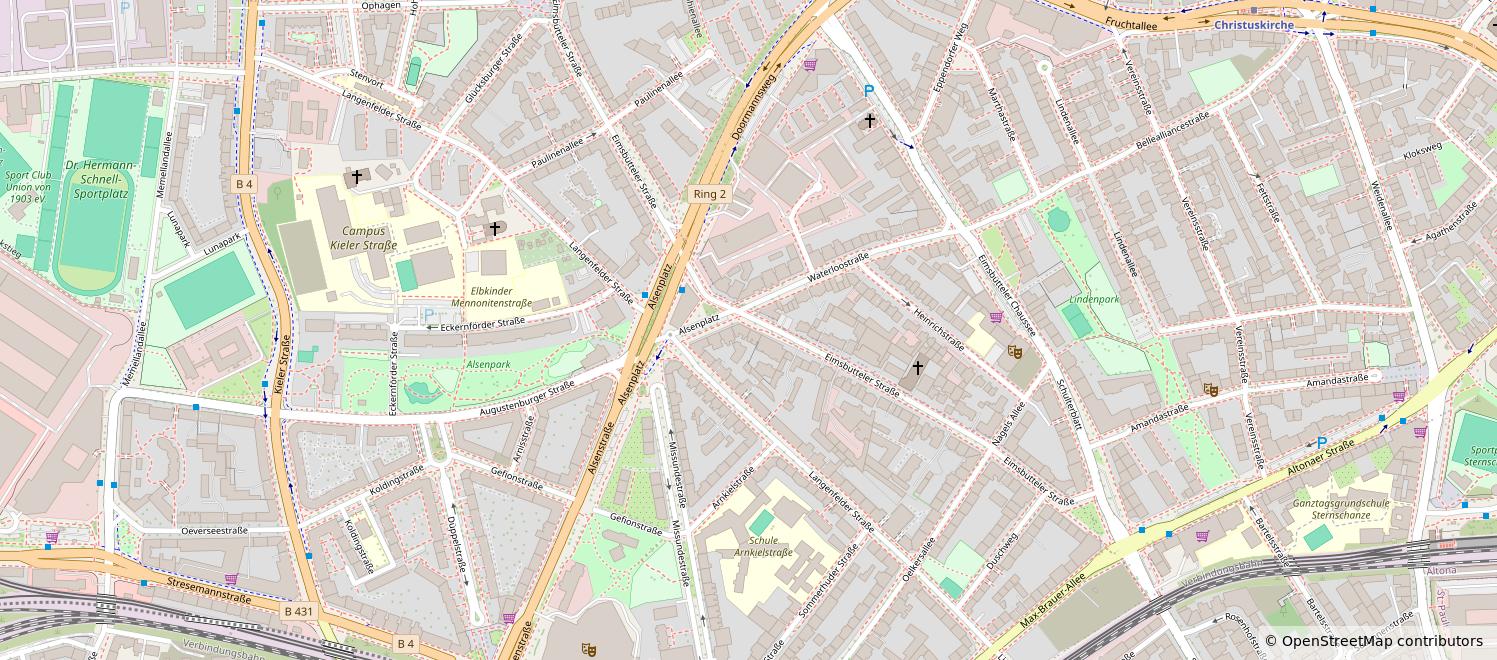 OpenStreetMap-Karte: Eimsbütteler Straße 93–95, 22769 Hamburg